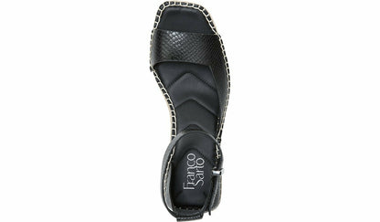 Franco Sarto Franco Camera Espadrille Wedge Sandal Black Snake Print Faux Leather