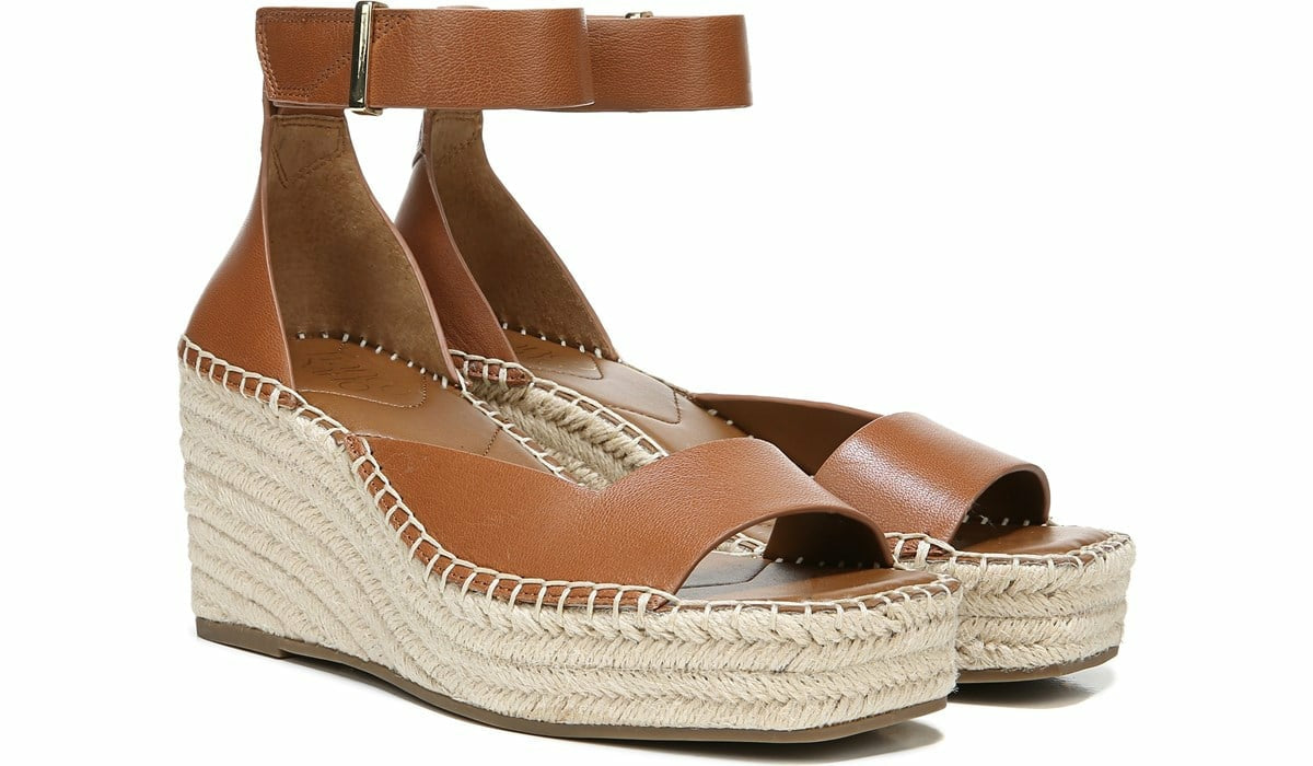 Franco Sarto Franco Camera Espadrille Wedge Sandal Cognac Leather