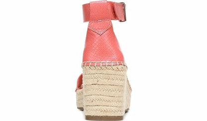 Franco Sarto Franco Camera Espadrille Wedge Sandal Coral Snake Print Faux Leather