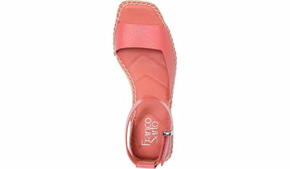 Franco Sarto Franco Camera Espadrille Wedge Sandal Coral Snake Print Faux Leather