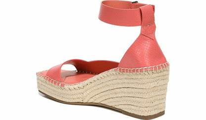 Franco Sarto Franco Camera Espadrille Wedge Sandal Coral Snake Print Faux Leather