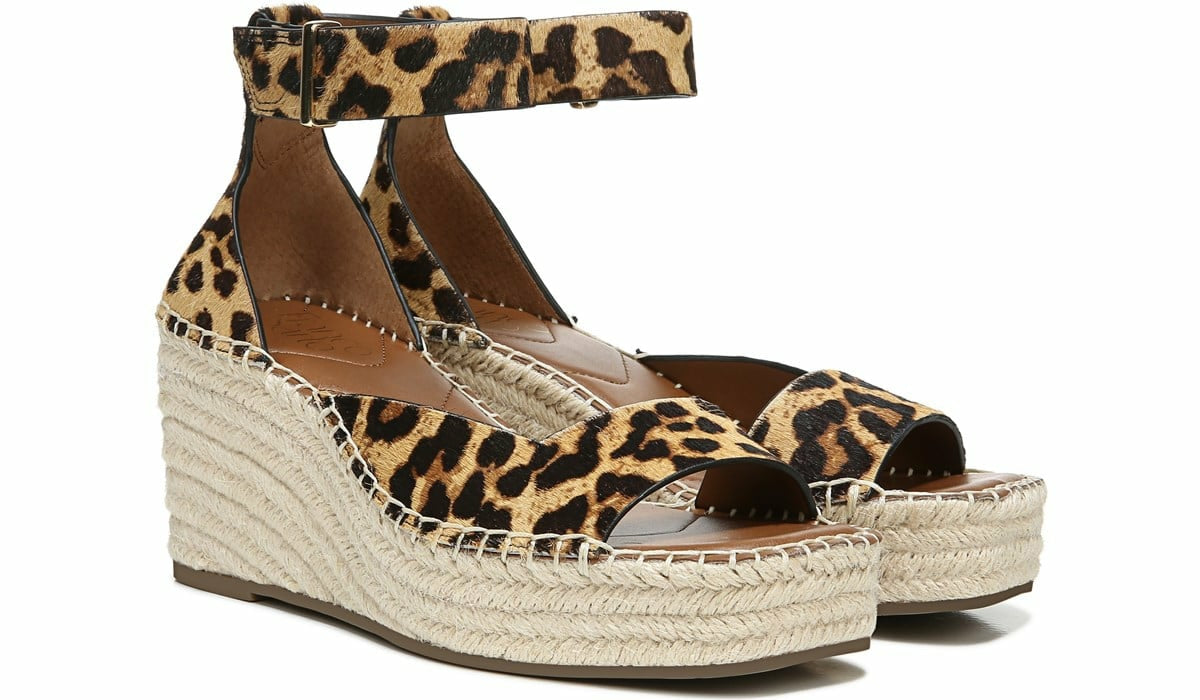 Franco Sarto Franco Camera Espadrille Wedge Sandal Leopard Calf Hair