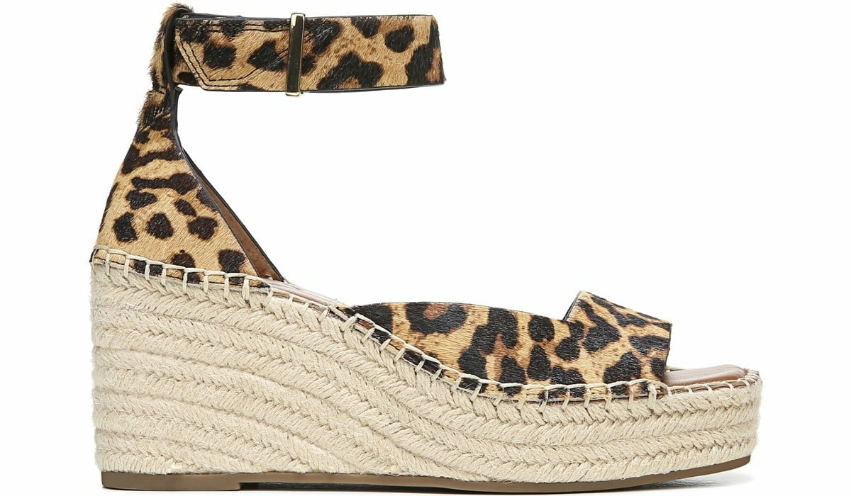 Franco Sarto Franco Camera Espadrille Wedge Sandal Leopard Calf Hair