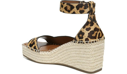 Franco Sarto Franco Camera Espadrille Wedge Sandal Leopard Calf Hair