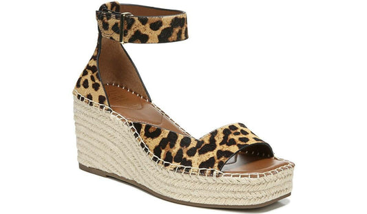 Franco Sarto Franco Camera Espadrille Wedge Sandal Leopard Calf Hair