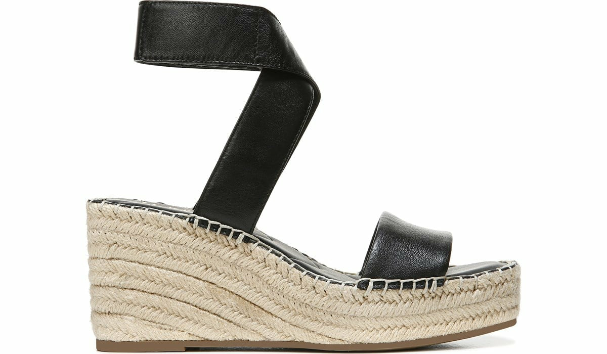Franco Sarto Franco Carezza Espadrille Wedge Sandal Black Leather