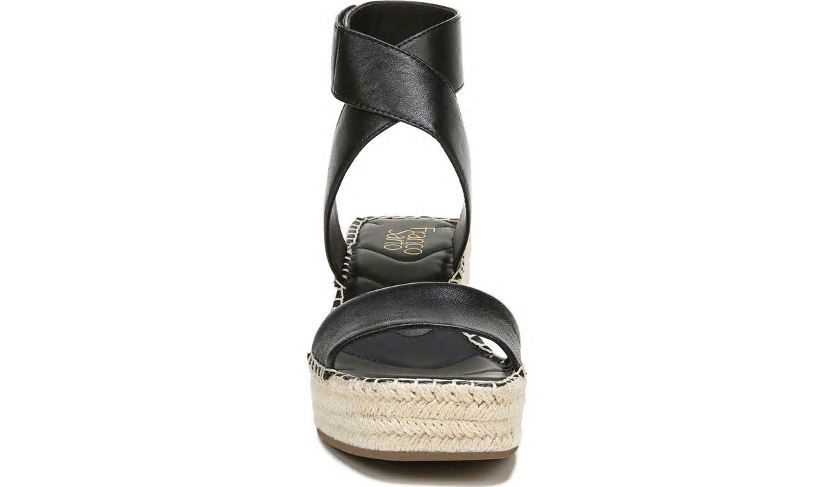 Franco Sarto Franco Carezza Espadrille Wedge Sandal Black Leather