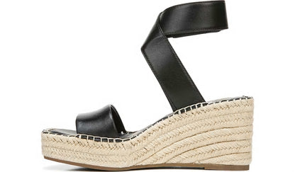 Franco Sarto Franco Carezza Espadrille Wedge Sandal Black Leather