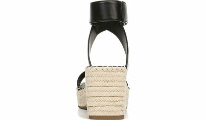 Franco Sarto Franco Carezza Espadrille Wedge Sandal Black Leather