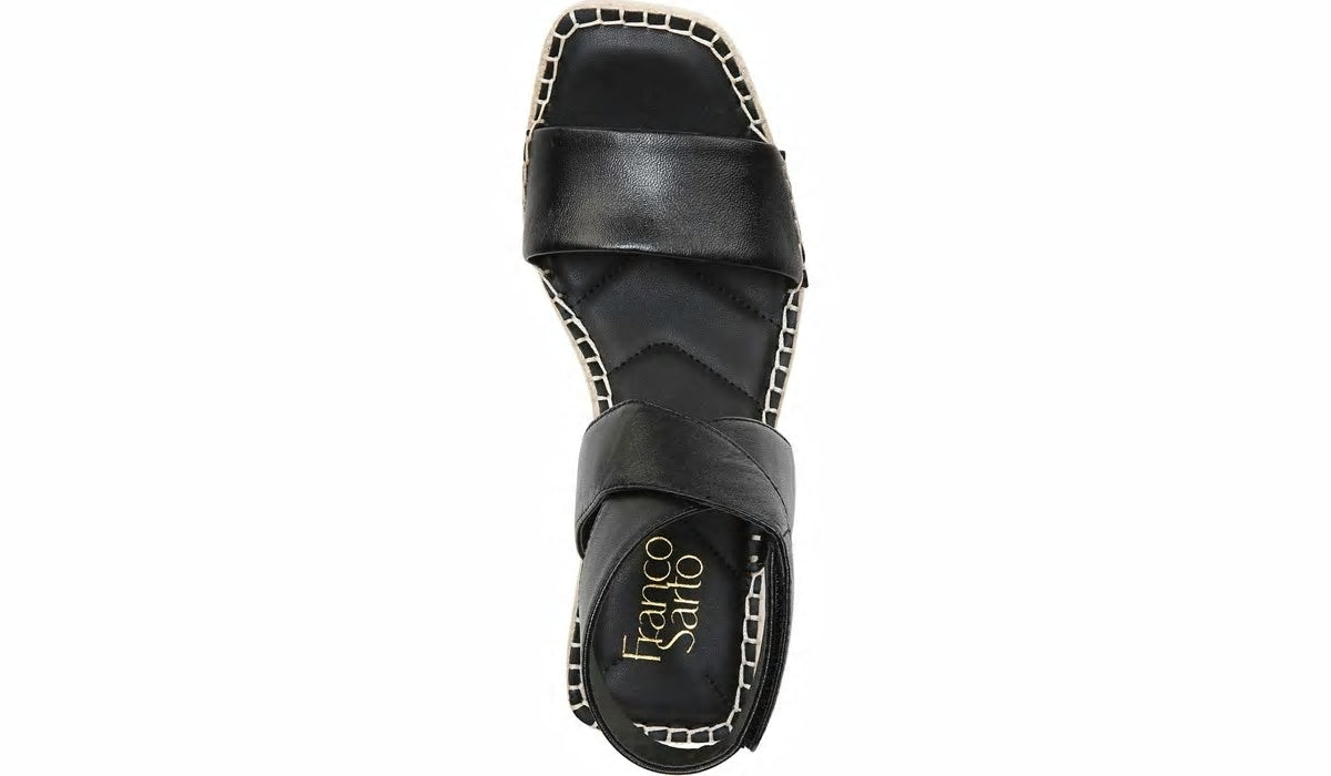 Franco Sarto Franco Carezza Espadrille Wedge Sandal Black Leather
