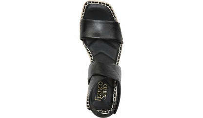 Franco Sarto Franco Carezza Espadrille Wedge Sandal Black Leather