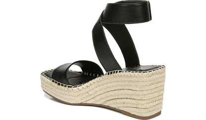 Franco Sarto Franco Carezza Espadrille Wedge Sandal Black Leather