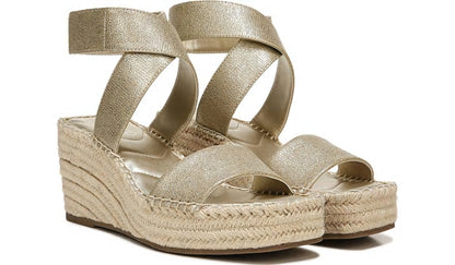 Franco Sarto Franco Carezza Espadrille Wedge Sandal Gold Faux Leather