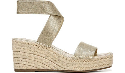 Franco Sarto Franco Carezza Espadrille Wedge Sandal Gold Faux Leather