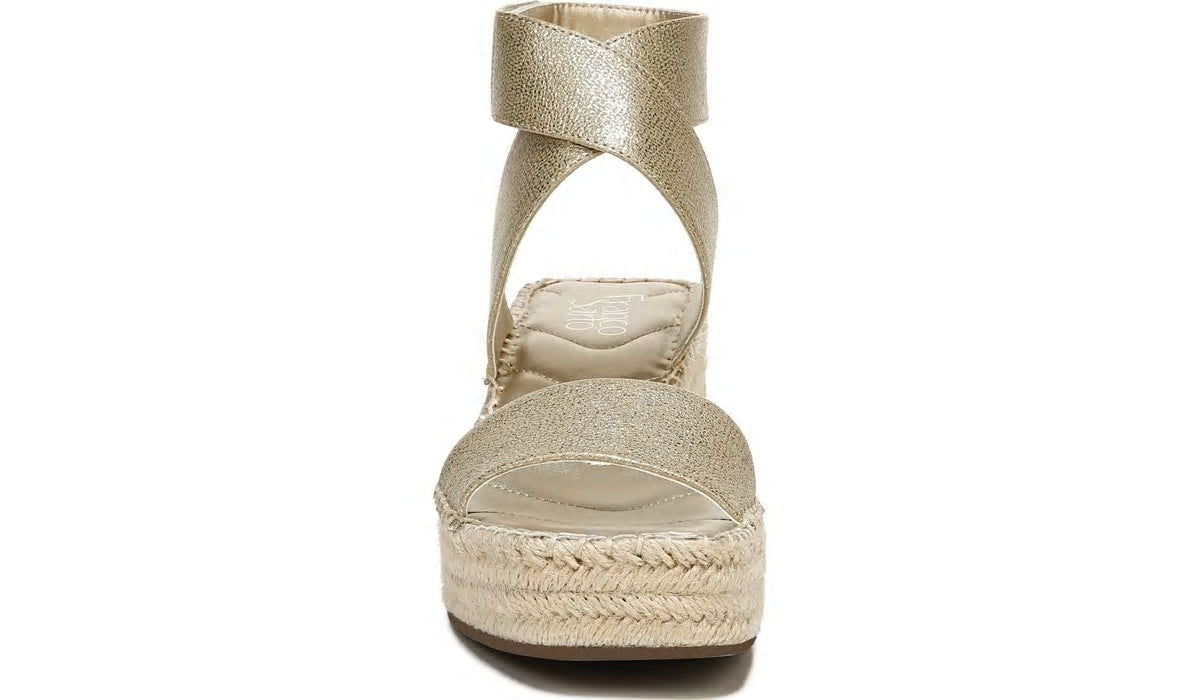 Franco Sarto Franco Carezza Espadrille Wedge Sandal Gold Faux Leather