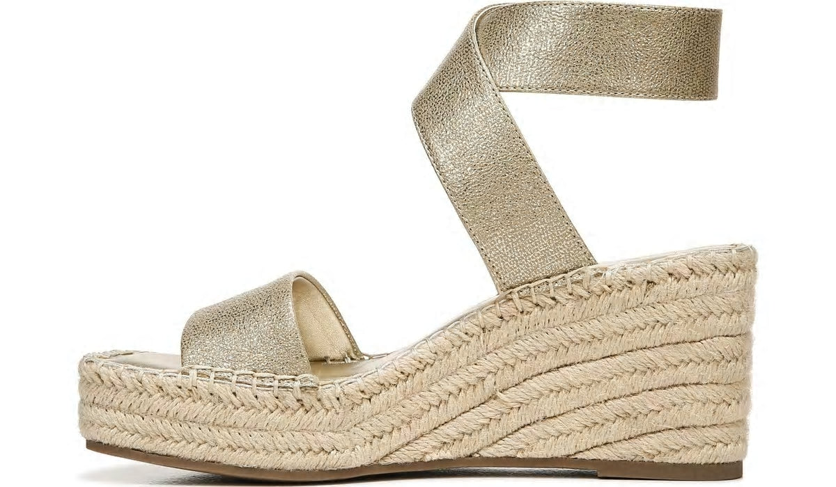Franco Sarto Franco Carezza Espadrille Wedge Sandal Gold Faux Leather