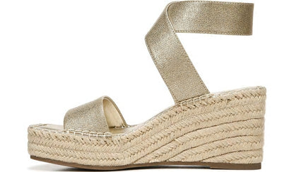 Franco Sarto Franco Carezza Espadrille Wedge Sandal Gold Faux Leather