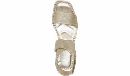 Franco Sarto Franco Carezza Espadrille Wedge Sandal Gold Faux Leather