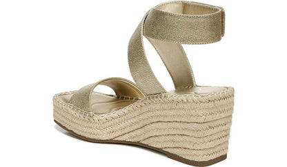 Franco Sarto Franco Carezza Espadrille Wedge Sandal Gold Faux Leather