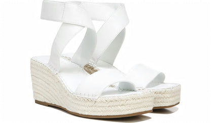 Franco Sarto Franco Carezza Espadrille Wedge Sandal White Leather