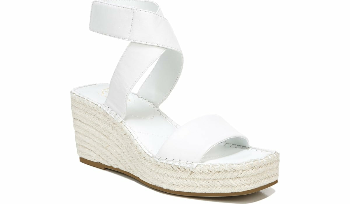 Franco Sarto Franco Carezza Espadrille Wedge Sandal White Leather