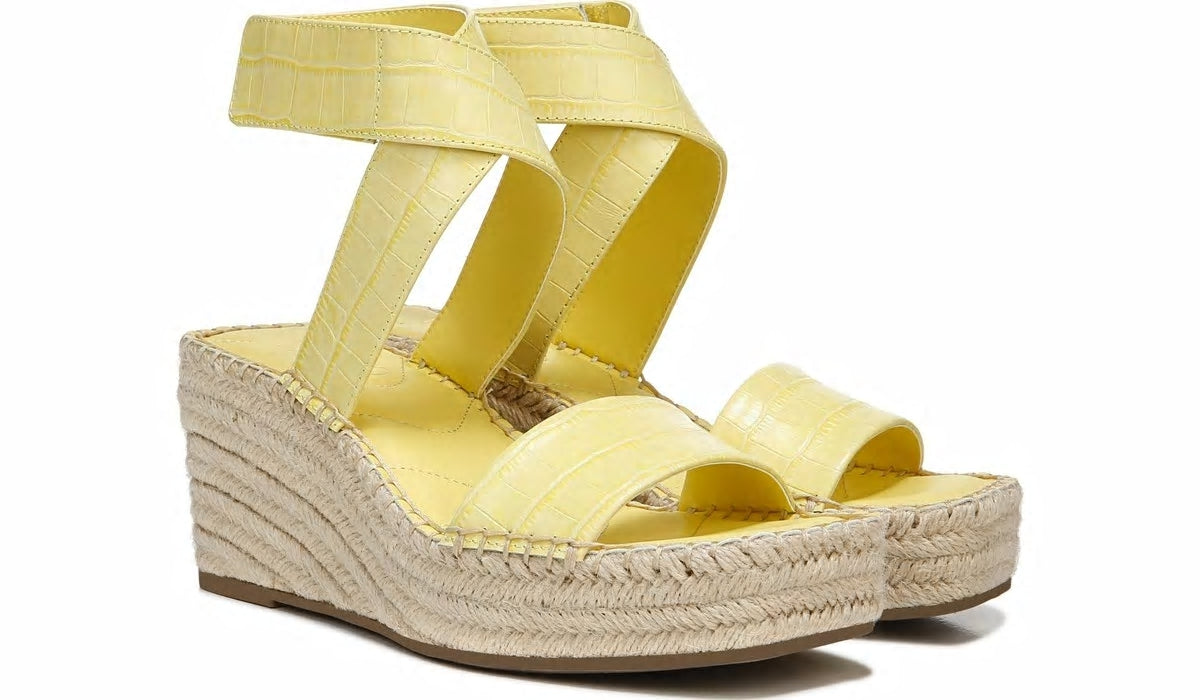 Franco Sarto Franco Carezza Espadrille Wedge Sandal Light Yellow Leather