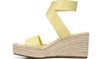 Franco Sarto Franco Carezza Espadrille Wedge Sandal Light Yellow Leather