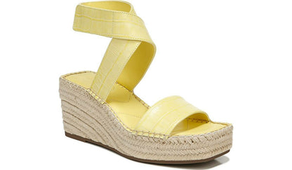 Franco Sarto Franco Carezza Espadrille Wedge Sandal Light Yellow Leather