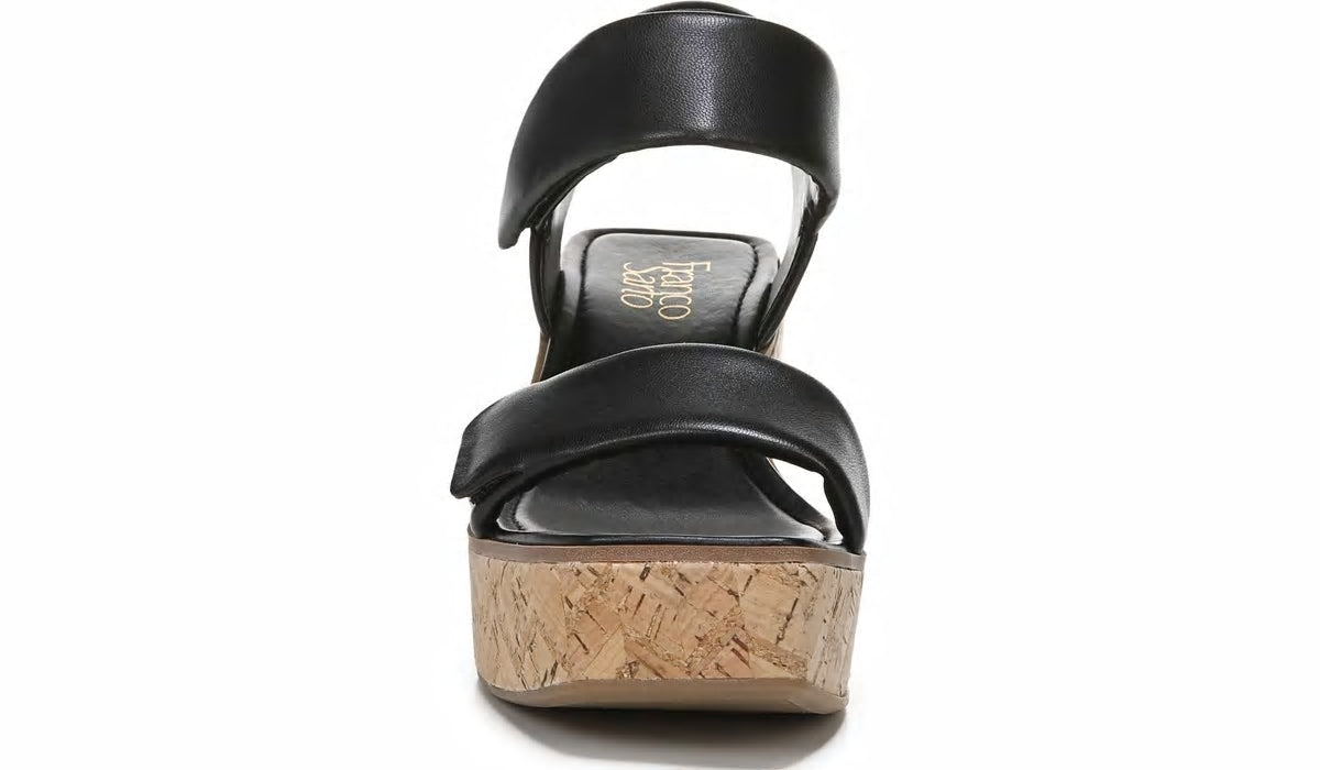 Franco Sarto Franco Sweety Platform Wedge Sandal Black Leather