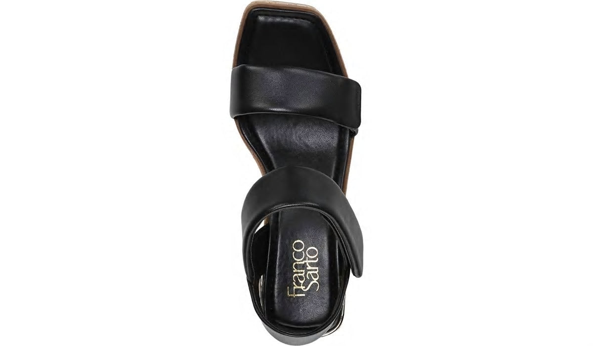 Franco Sarto Franco Sweety Platform Wedge Sandal Black Leather