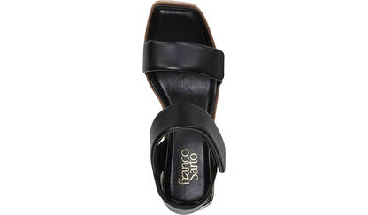 Franco Sarto Franco Sweety Platform Wedge Sandal Black Leather