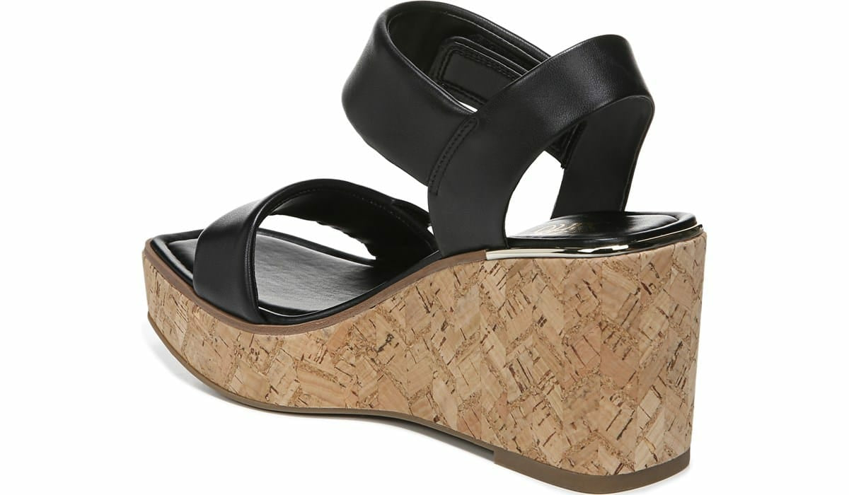Franco Sarto Franco Sweety Platform Wedge Sandal Black Leather