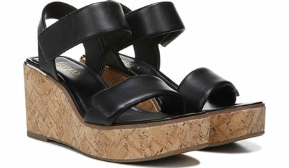 Franco Sarto Franco Sweety Platform Wedge Sandal Black Leather