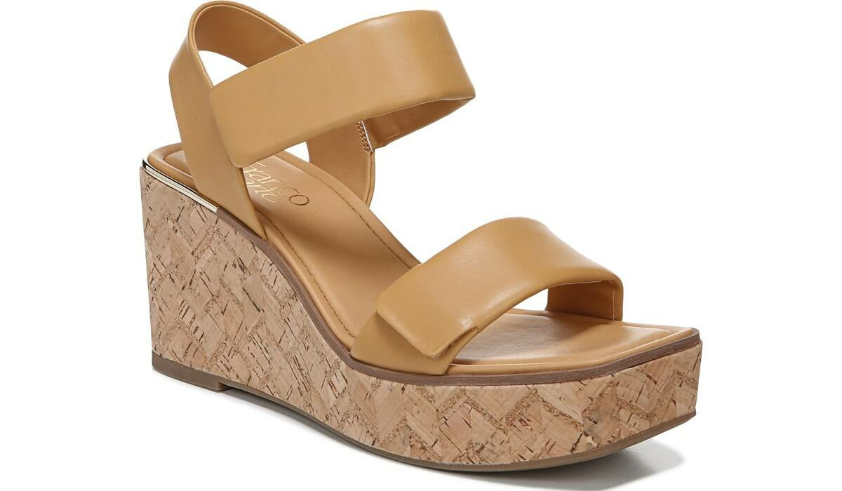 Franco Sarto Franco Sweety Platform Wedge Sandal Camel Leather