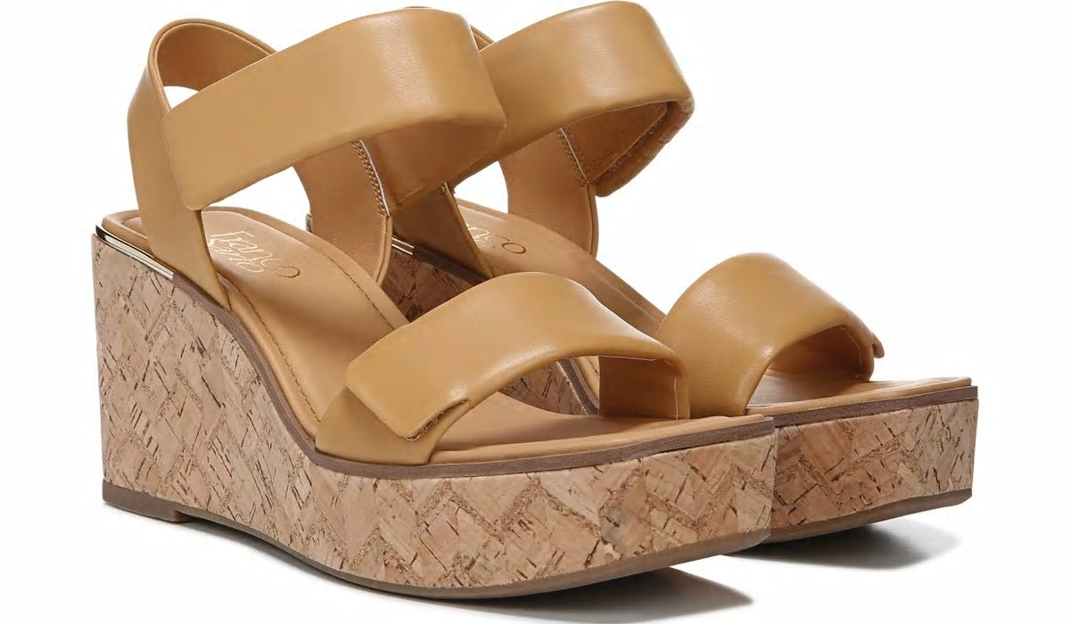 Franco Sarto Franco Sweety Platform Wedge Sandal Camel Leather
