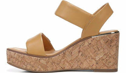 Franco Sarto Franco Sweety Platform Wedge Sandal Camel Leather