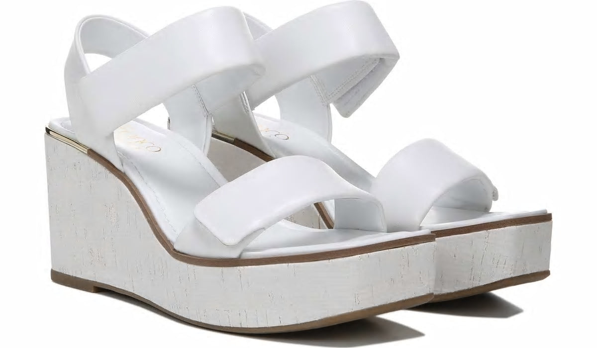 Franco Sarto Franco Sweety Platform Wedge Sandal White Leather