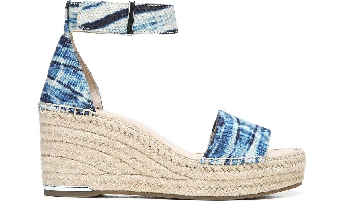 Franco Sarto Franco Clemens Espadrille Wedge Sandal Blue Canvas