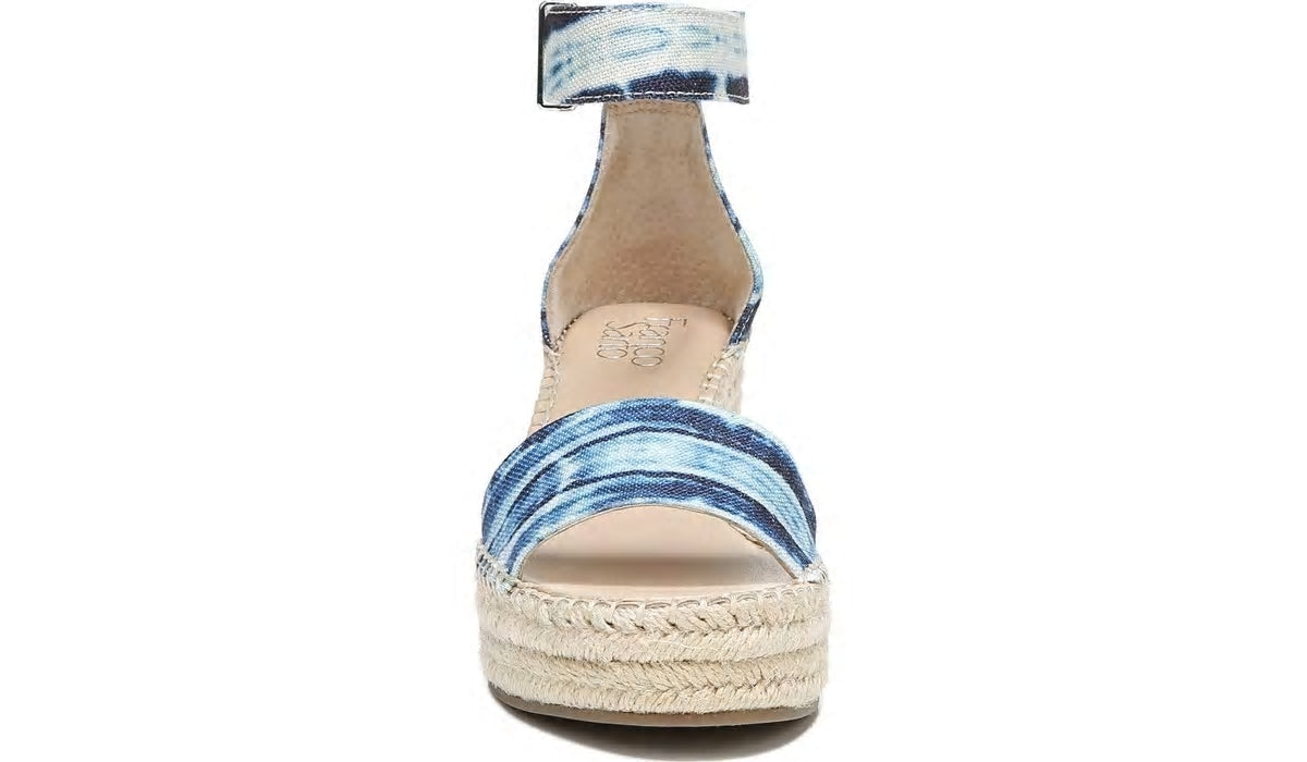 Franco Sarto Franco Clemens Espadrille Wedge Sandal Blue Canvas