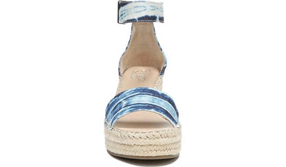 Franco Sarto Franco Clemens Espadrille Wedge Sandal Blue Canvas