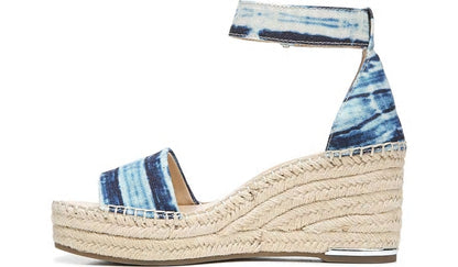 Franco Sarto Franco Clemens Espadrille Wedge Sandal Blue Canvas