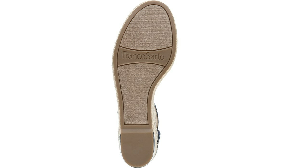 Franco Sarto Franco Clemens Espadrille Wedge Sandal Blue Canvas