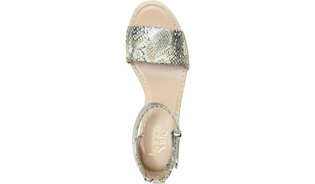 Franco Sarto Franco Clemens Espadrille Wedge Sandal Green Snake Print Faux Leather