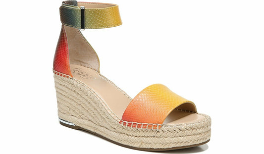 Franco Sarto Franco Clemens Espadrille Wedge Sandal Multi Snake Print Faux Leather
