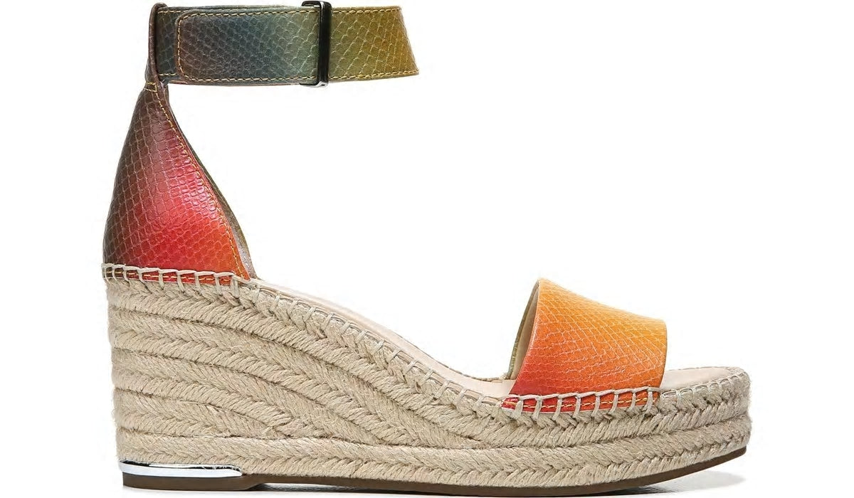 Franco Sarto Franco Clemens Espadrille Wedge Sandal Multi Snake Print Faux Leather