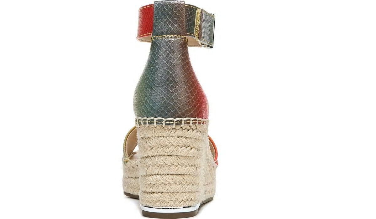 Franco Sarto Franco Clemens Espadrille Wedge Sandal Multi Snake Print Faux Leather