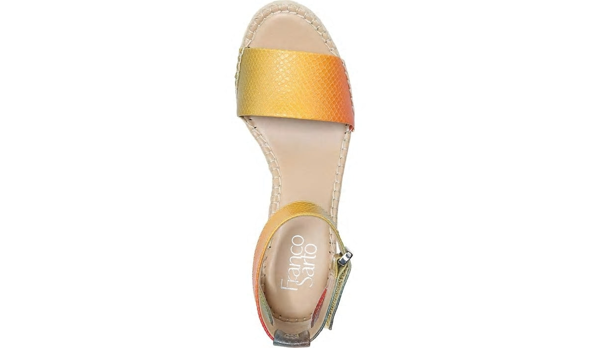 Franco Sarto Franco Clemens Espadrille Wedge Sandal Multi Snake Print Faux Leather
