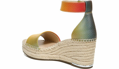 Franco Sarto Franco Clemens Espadrille Wedge Sandal Multi Snake Print Faux Leather