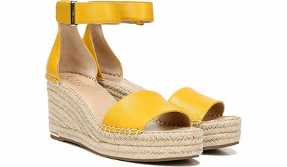 Franco Sarto Franco Clemens Espadrille Wedge Sandal Summer Yellow Leather