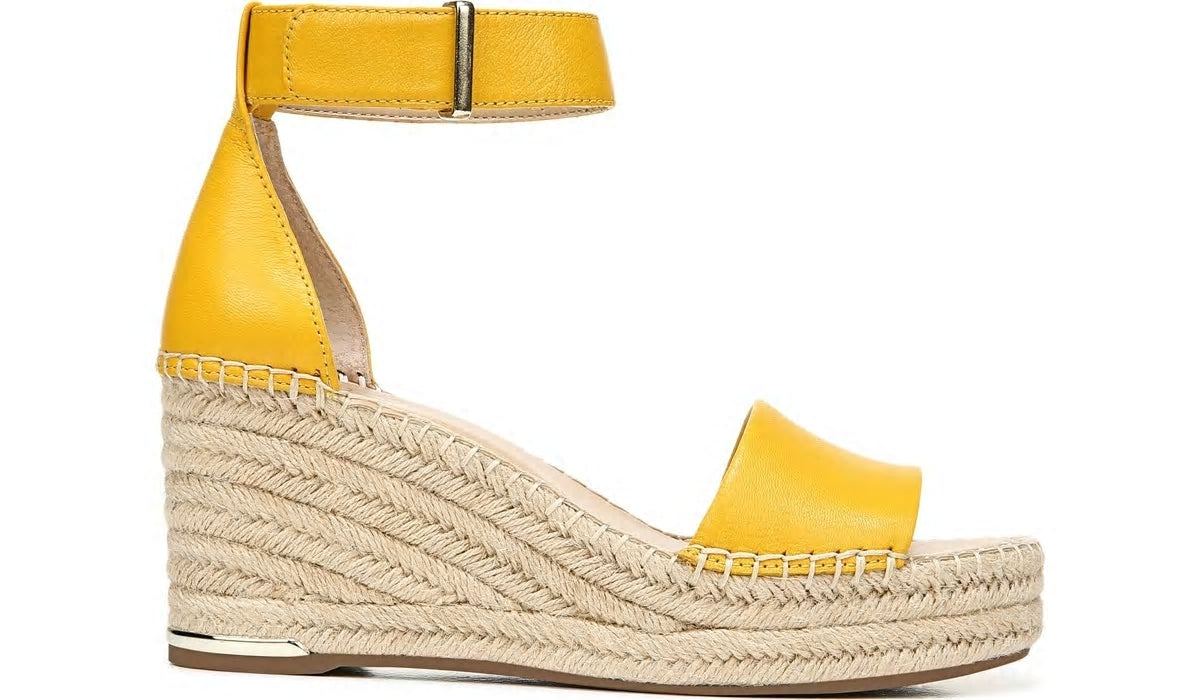 Franco Sarto Franco Clemens Espadrille Wedge Sandal Summer Yellow Leather